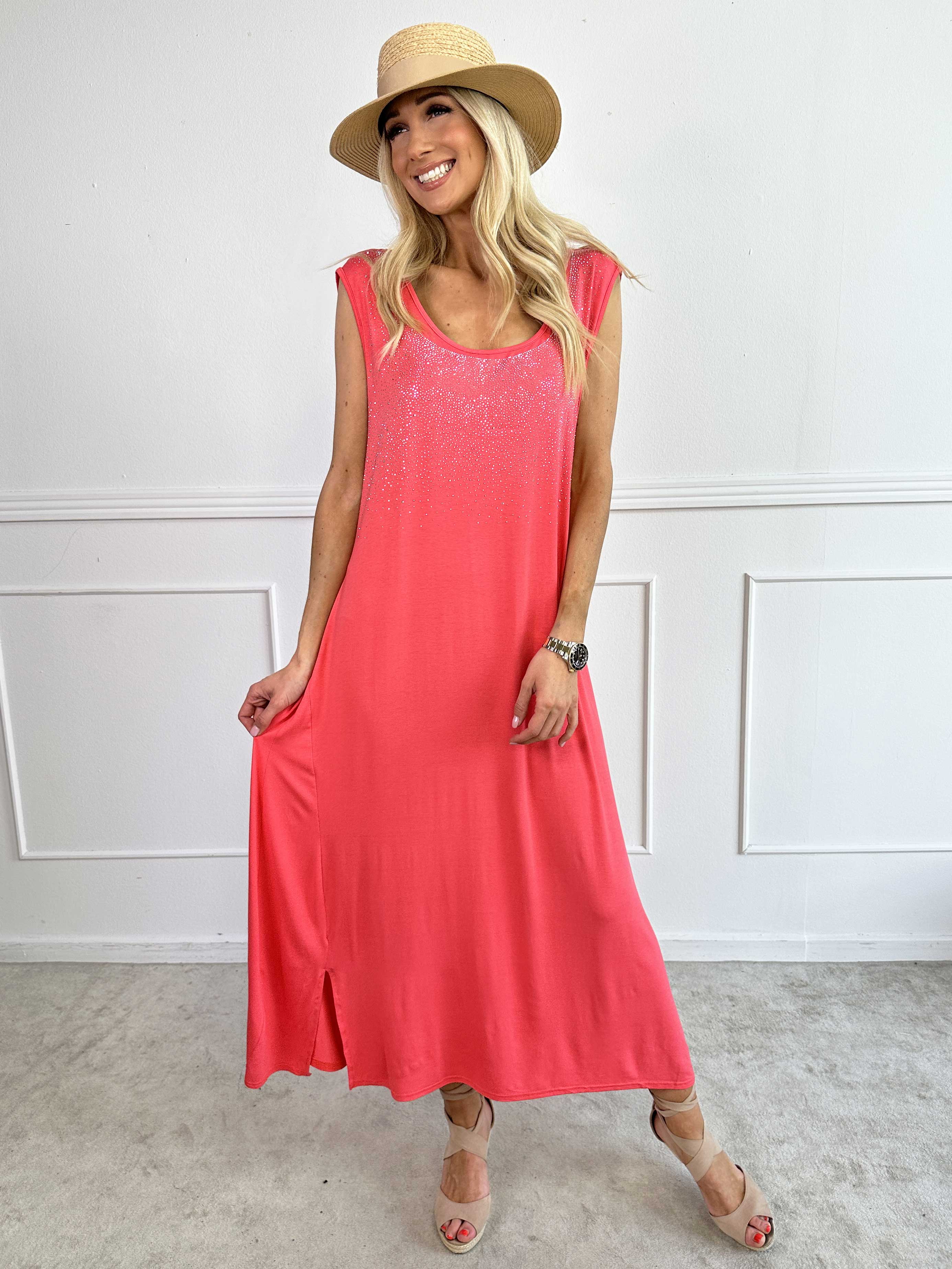 Eden - Lång mjuk klänning i viskos med strass